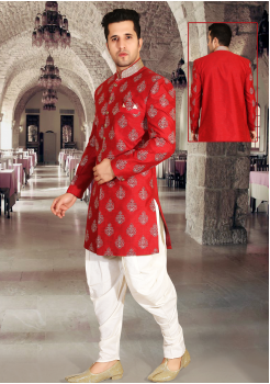 Red with White Color Designer New Indo Western Sherwani